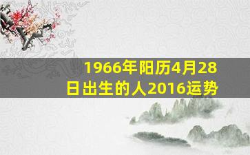 1966年阳历4月28日出生的人2016运势