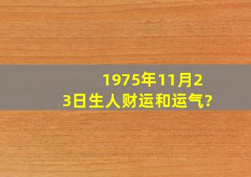 1975年11月23日生人财运和运气?