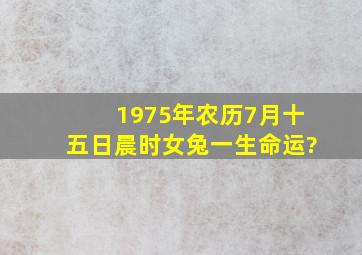 1975年农历7月十五日晨时女兔一生命运?