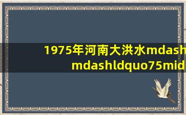 1975年河南大洪水——“75·8”洪水 