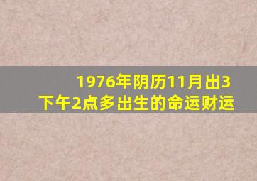 1976年阴历11月出3下午2点多出生的命运财运