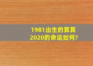 1981出生的,算算2020的命运如何?