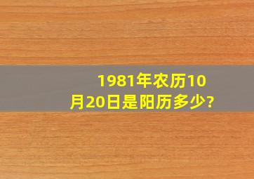 1981年农历10月20日是阳历多少?