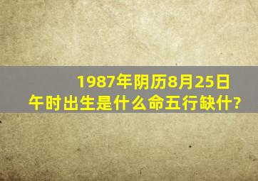 1987年阴历8月25日午时出生是什么命,五行缺什?