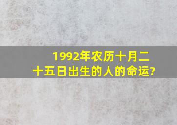 1992年农历十月二十五日出生的人的命运?