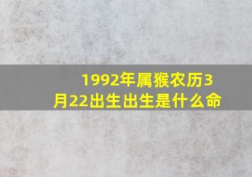 1992年属猴农历3月22出生出生是什么命