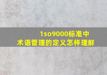 1so9000标准中术语管理的定义怎样理觧