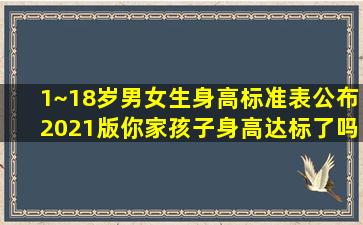 1~18岁男女生身高标准表公布(2021版),你家孩子身高达标了吗