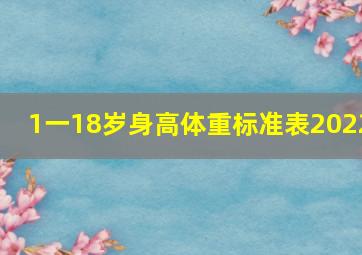 1一18岁身高体重标准表2022