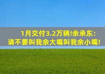 1月交付3.2万辆!余承东:请不要叫我余大嘴,叫我余小嘴!