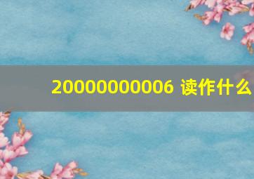 20000000006 读作什么