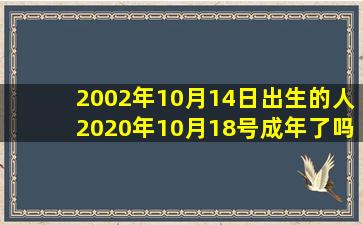 2002年10月14日出生的人2020年10月18号成年了吗?