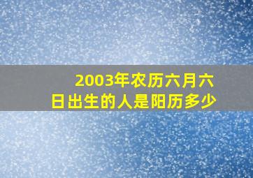 2003年农历六月六日出生的人是阳历多少(