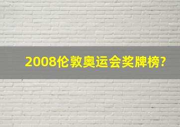 2008伦敦奥运会奖牌榜?