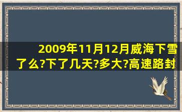 2009年11月12月威海下雪了么?下了几天?多大?高速路封路了么?