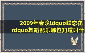 2009年春晚“蝶恋花”舞蹈配乐哪位知道叫什么名字啊