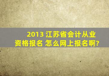2013 江苏省会计从业资格报名 怎么网上报名啊?
