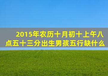 2015年农历十月初十上午八点五十三分出生男孩五行缺什么