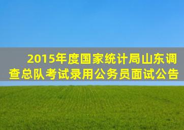 2015年度国家统计局山东调查总队考试录用公务员面试公告