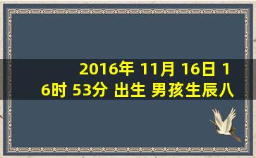 2016年 11月 16日 16时 53分 出生 男孩生辰八字 ,当日是什么生肖