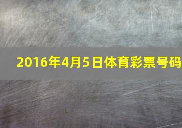 2016年4月5日体育彩票号码