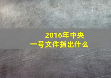 2016年中央一号文件指出什么