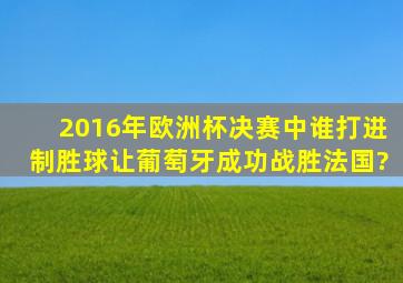 2016年欧洲杯决赛中,谁打进制胜球让葡萄牙成功战胜法国?