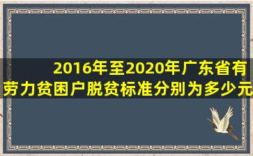 2016年至2020年广东省有劳力贫困户脱贫标准分别为多少元 