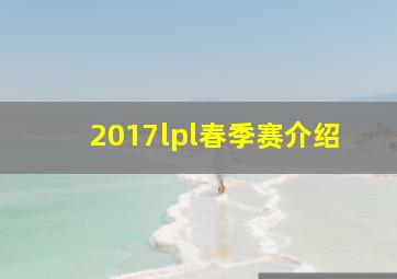 2017lpl春季赛介绍