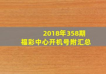 2018年358期福彩中心开机号(附汇总)