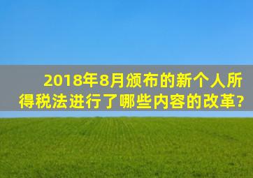 2018年8月颁布的新个人所得税法进行了哪些内容的改革?