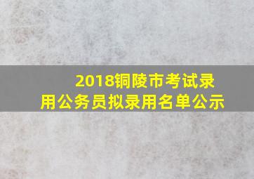 2018铜陵市考试录用公务员拟录用名单公示