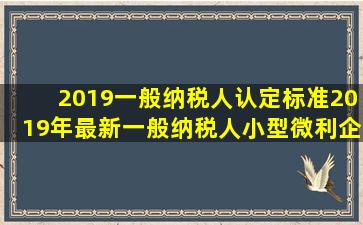 2019一般纳税人认定标准【2019年最新一般纳税人小型微利企业认定...