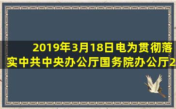 2019年3月18日电,为贯彻落实中共中央办公厅、国务院办公厅2018年...