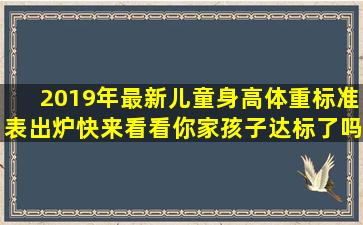 2019年最新儿童身高体重标准表出炉,快来看看你家孩子达标了吗