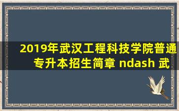 2019年武汉工程科技学院普通专升本招生简章 – 武汉工程科技学院