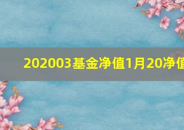 202003基金净值1月20净值