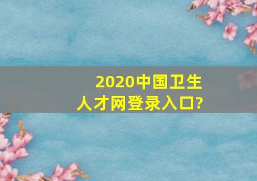 2020中国卫生人才网登录入口?