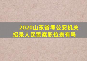 2020山东省考公安机关招录人民警察职位表有吗 