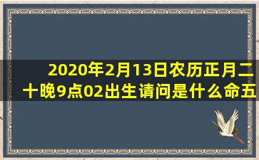 2020年2月13日。农历正月二十。晚9点02出生。请问是什么命。五行...