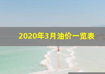 2020年3月油价一览表