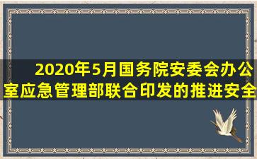 2020年5月,国务院安委会办公室、应急管理部联合印发的《推进安全...