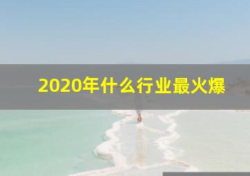 2020年什么行业最火爆(