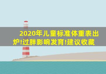 2020年儿童标准体重表出炉!过胖影响发育!(建议收藏) 