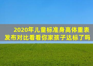 2020年儿童标准身高体重表发布,对比看看,你家孩子达标了吗