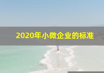 2020年小微企业的标准