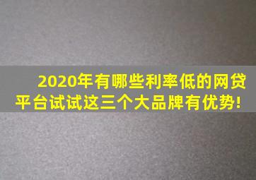 2020年有哪些利率低的网贷平台试试这三个,大品牌有优势! 