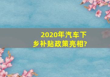 2020年汽车下乡补贴政策亮相?