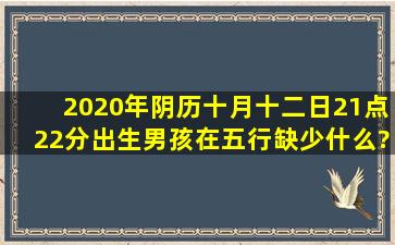 2020年阴历十月十二日21点22分出生男孩在五行缺少什么?