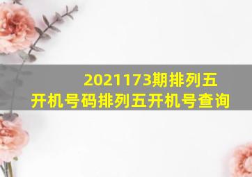 2021173期排列五开机号码排列五开机号查询